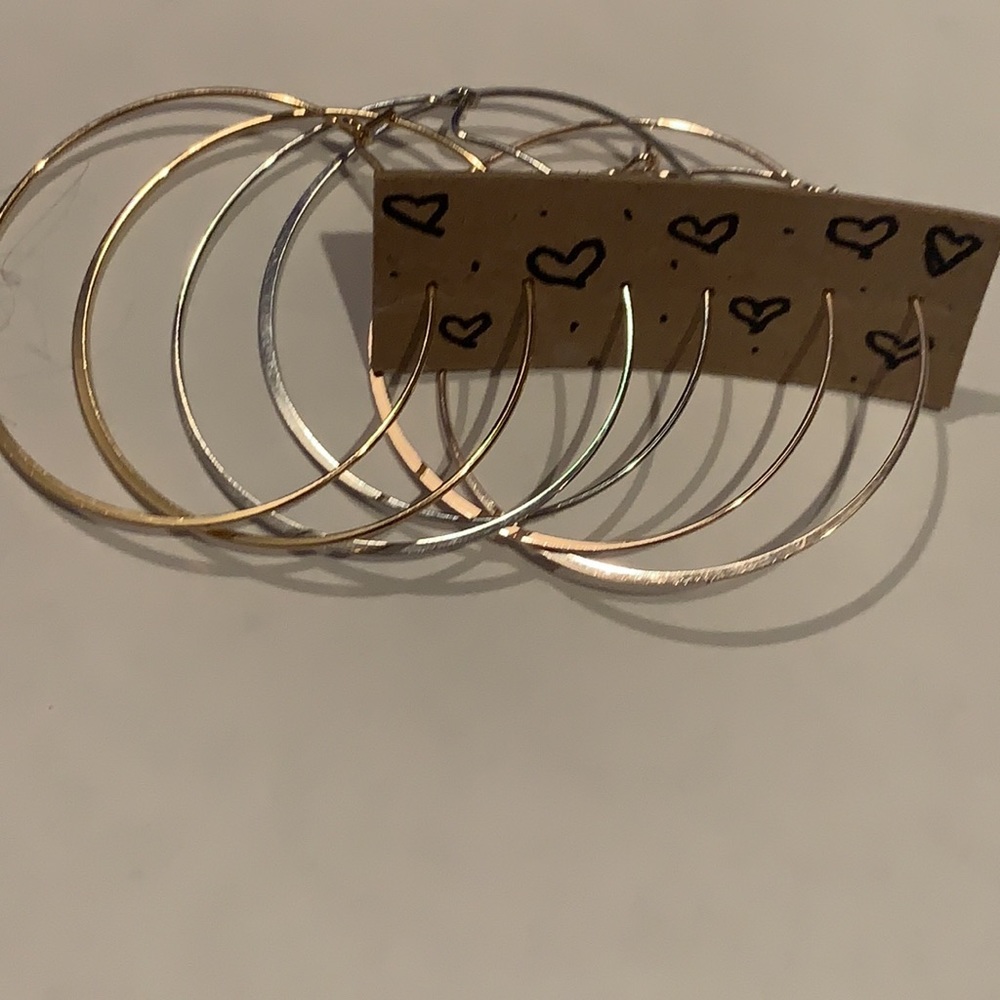 3 Pack hoop earrings in silver, gold & rose gold